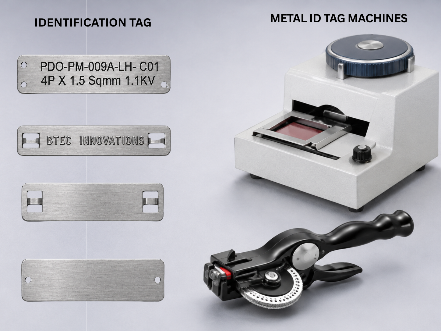 B-Tec Industrial Identification Tags, Easy Reader systems and Metal ID Tag Machines